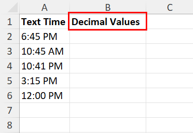 Decimal values column