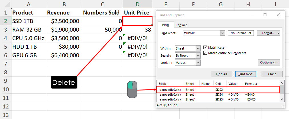Deleting DIV0 error