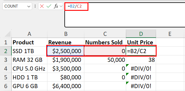 Example of DIV0 error