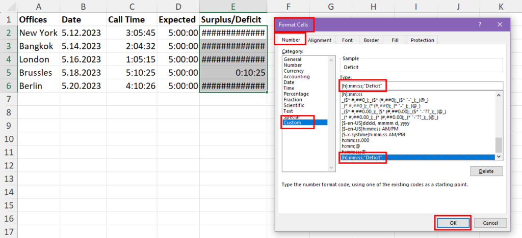 Formatting negative time values