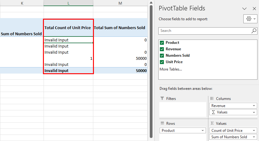 Hiding errors in PivotTable