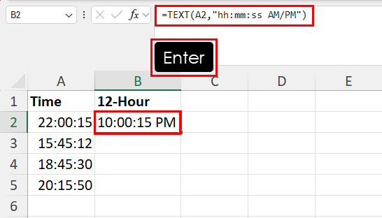 Hit Enter on Excel