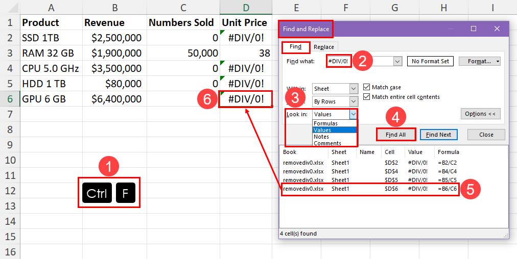Locating all cells with DIV0! errors