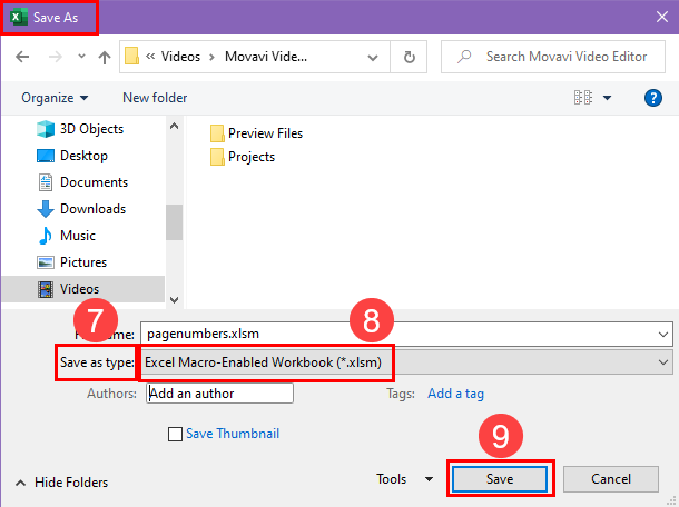 Save as type dialog