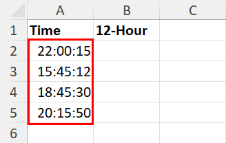 Time entries in 24 hour format
