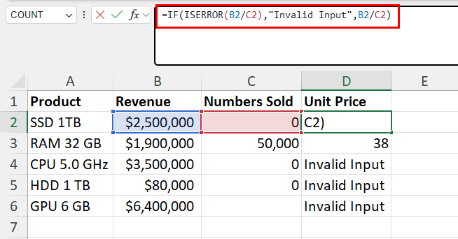 Using IF and ISERROR to remove DIV0 error