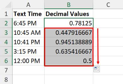 Using fill handle to copy formula