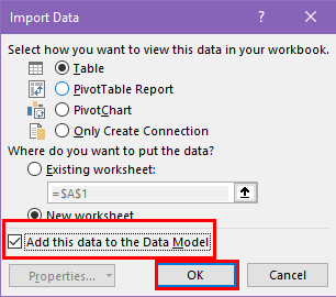 Adding Power Query database to Data Model