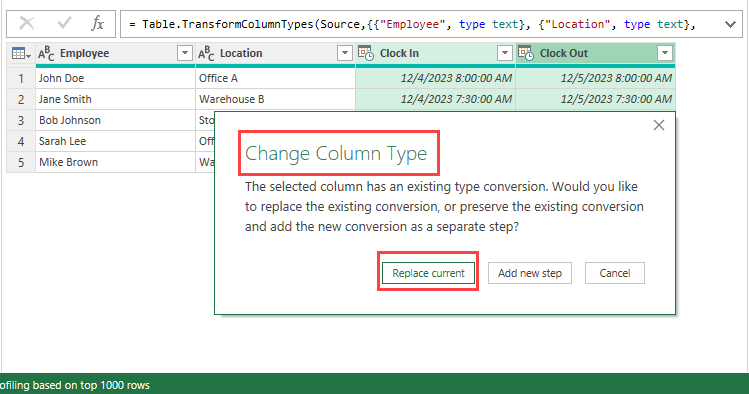 Change column type