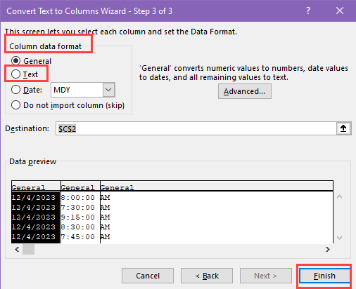 Choosing text in Text to Columns