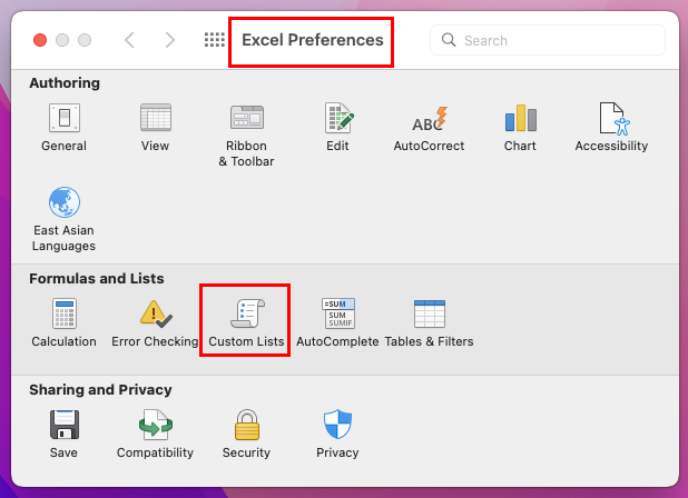 Custom lists on Mac