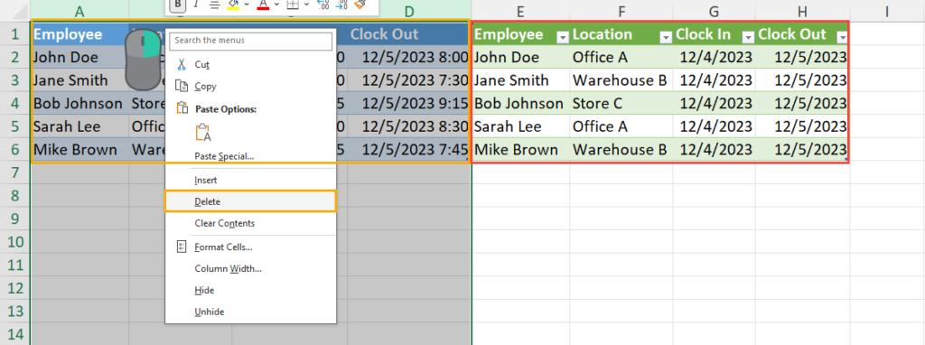 Delete old dataset