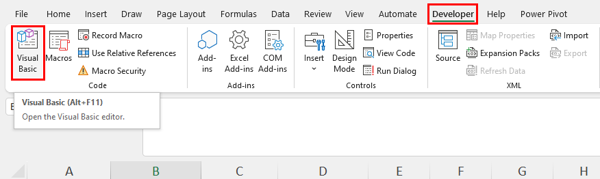 Developer visual basic
