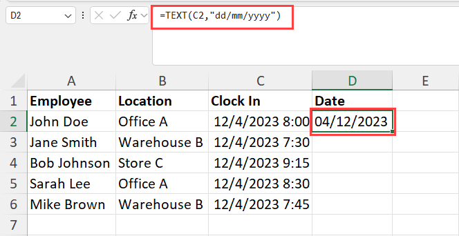 Entering the Text formula