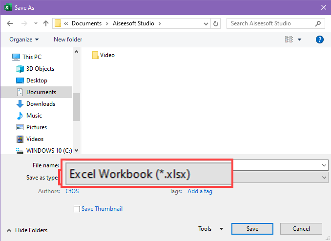 Example of XLSX