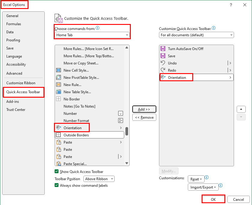 Excel Options