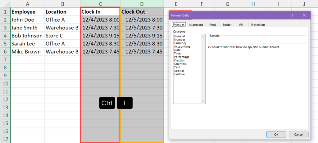 Format cells in Excel