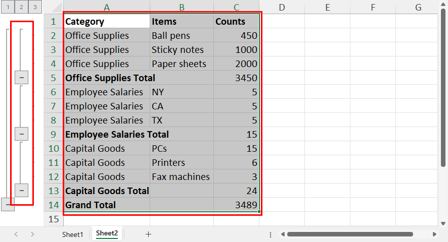 Grouped dataset