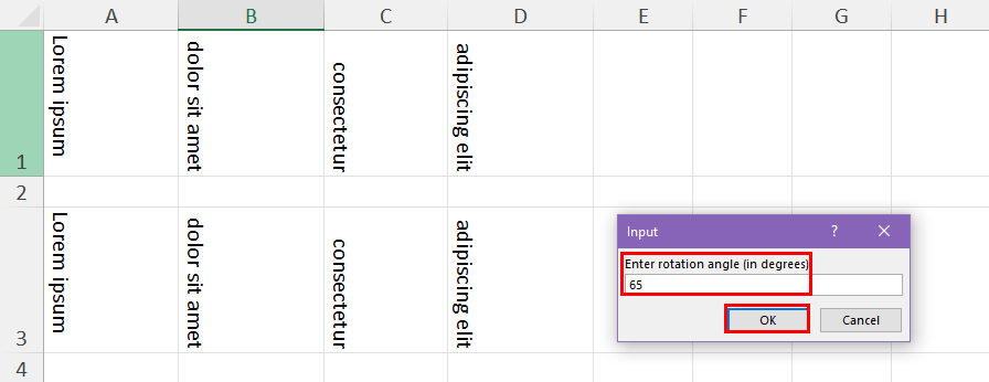 Input text angle