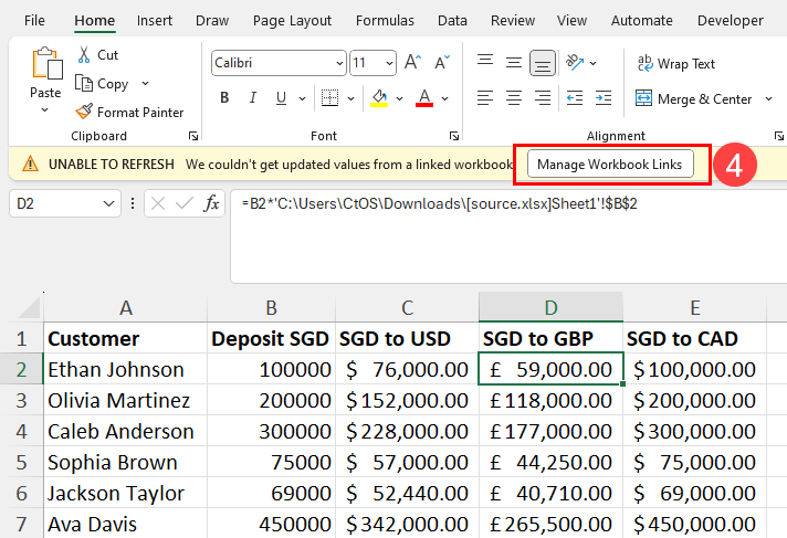 Manage Workbook Links