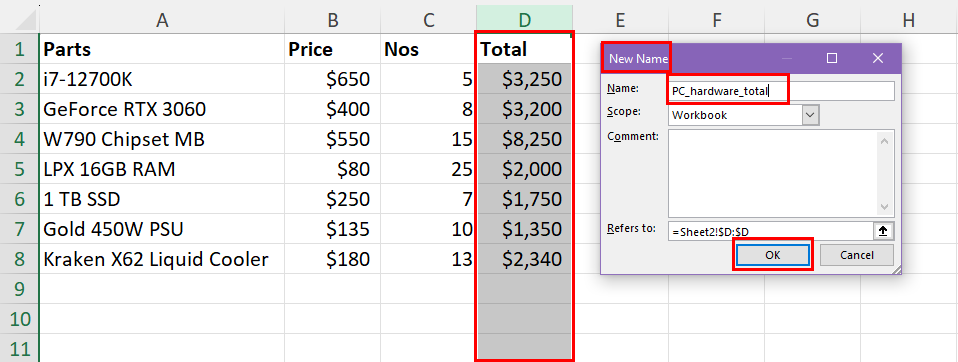 New name dialog in excel