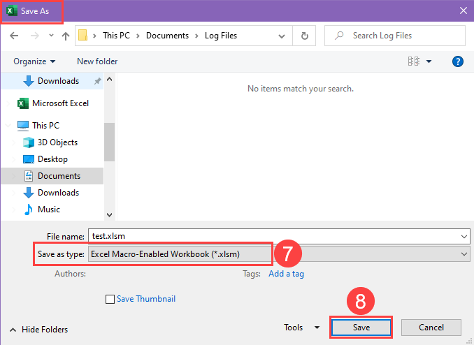 Saving as macro enabled file