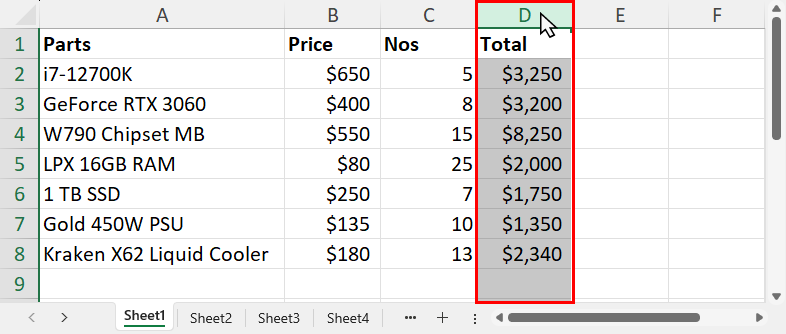 Select column