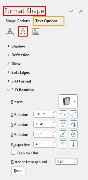 Text options