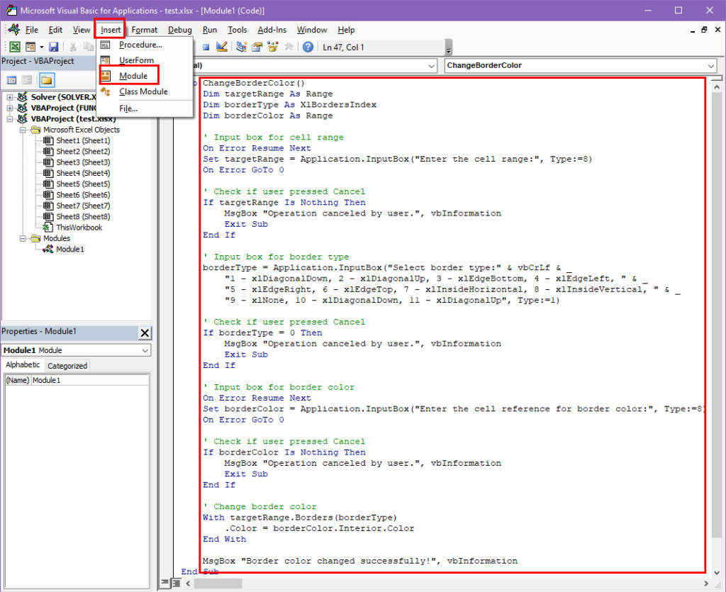 The VBA script