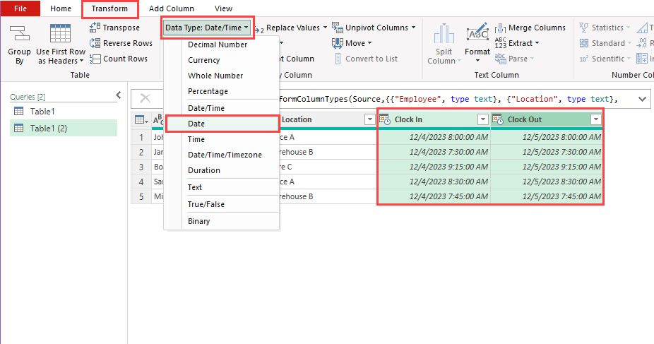 Transform Date in Power Query