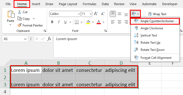 Undo text rotation from orientation