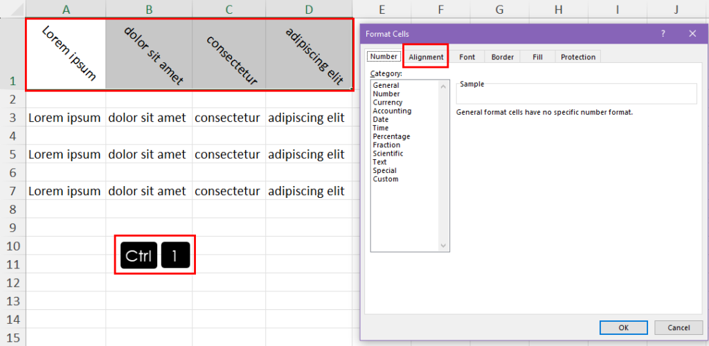 Use shortcut to launch format cells