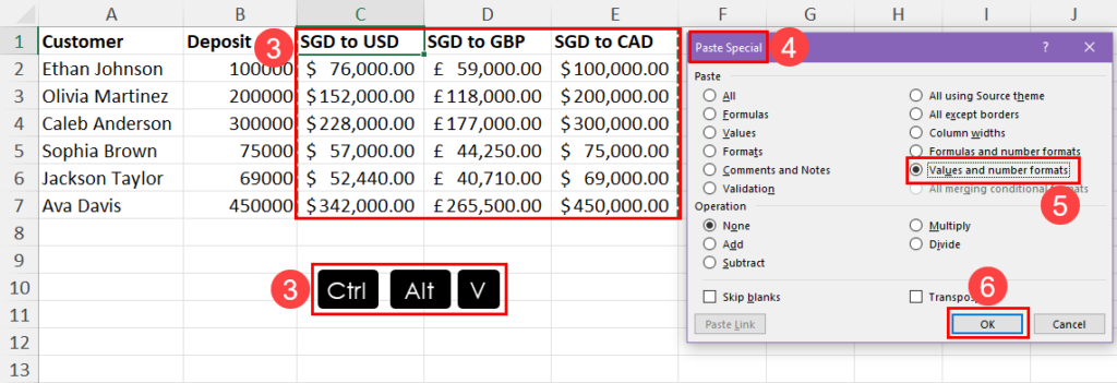 Using paste special