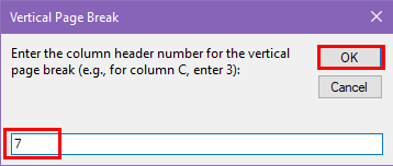 vertical page break input
