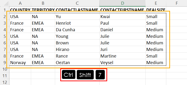 Add border in Excel using hotkey
