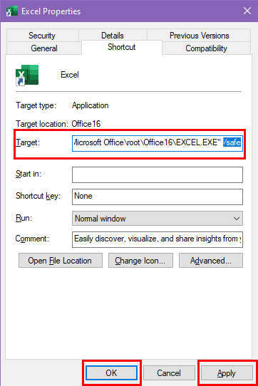 Applying target change