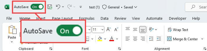 AutoSave in Excel
