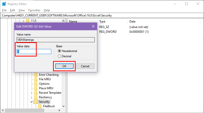 Changing value data