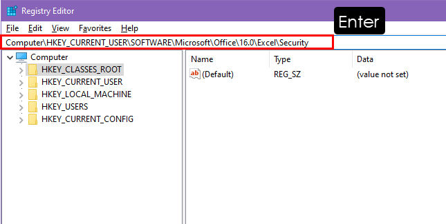 Copy pasting registry address