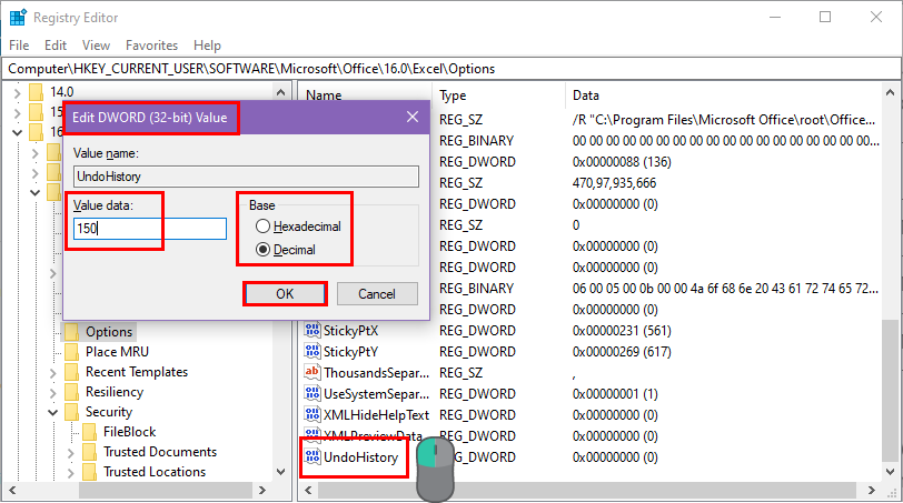 Edit value data
