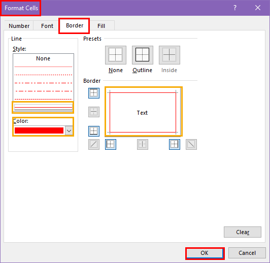Format cells Conditional Formatting