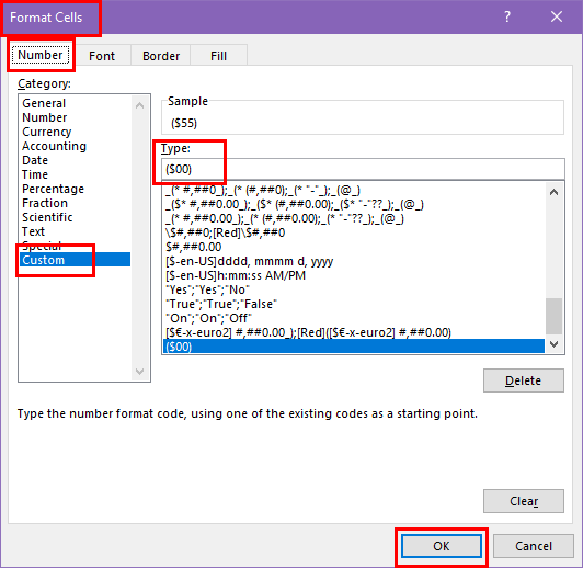 Format cells
