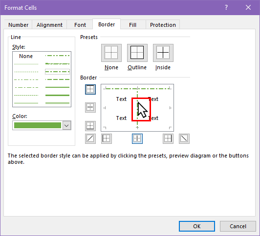 Manual border in Format Cells