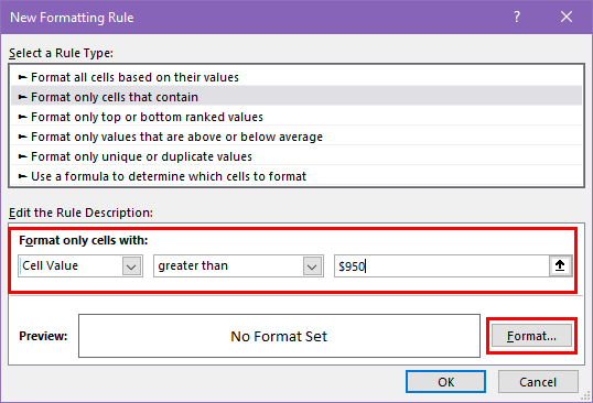 New Formatting Rule Format