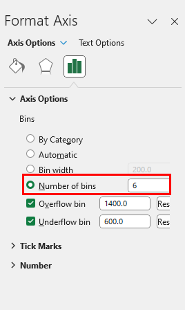 Number of bins