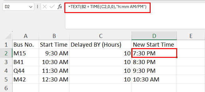 TEXT TIME combo for hour