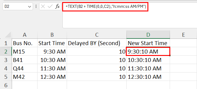 TEXT TIME combo for second