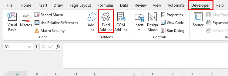 The Developer tab