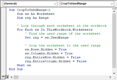Crop to used range
