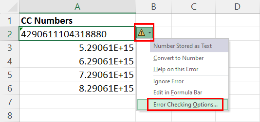 Error checking options